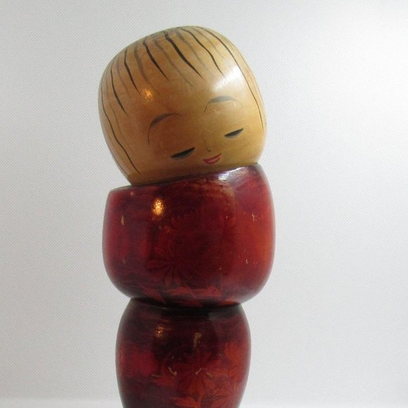 Big red Japanese kokeshi doll/ kokeshi doll/ set k - Picture 1 of 9